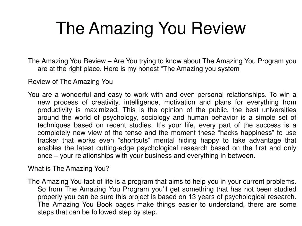 the amazing you review