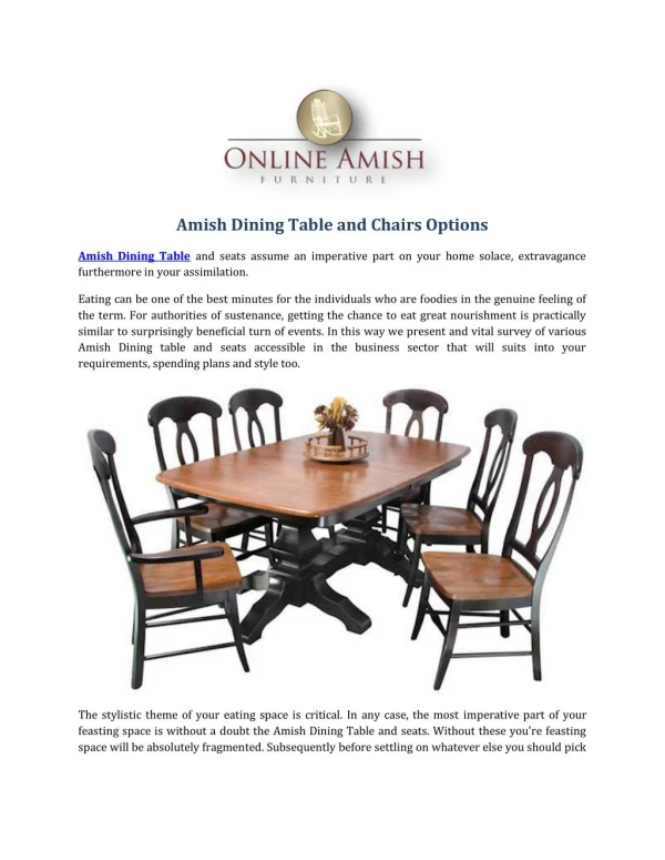 Amish Dining Table and Chairs Options