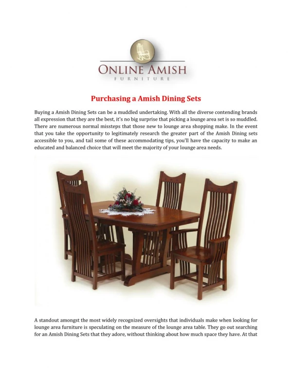 Purchasing a Amish Dining Sets