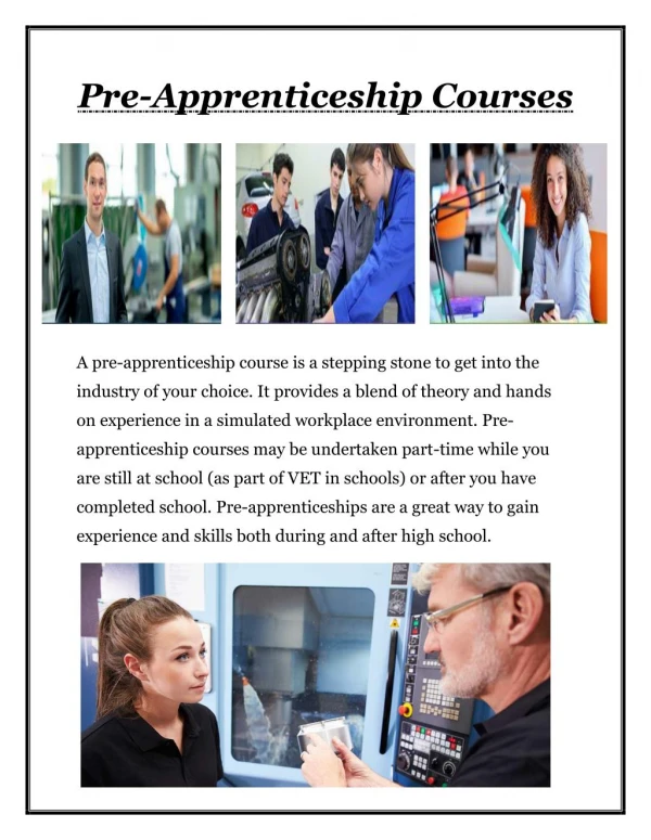 Pre Apprenticeship Courses