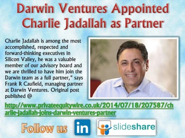 Darwin Ventures appointed Charlie Jadallah as Partner