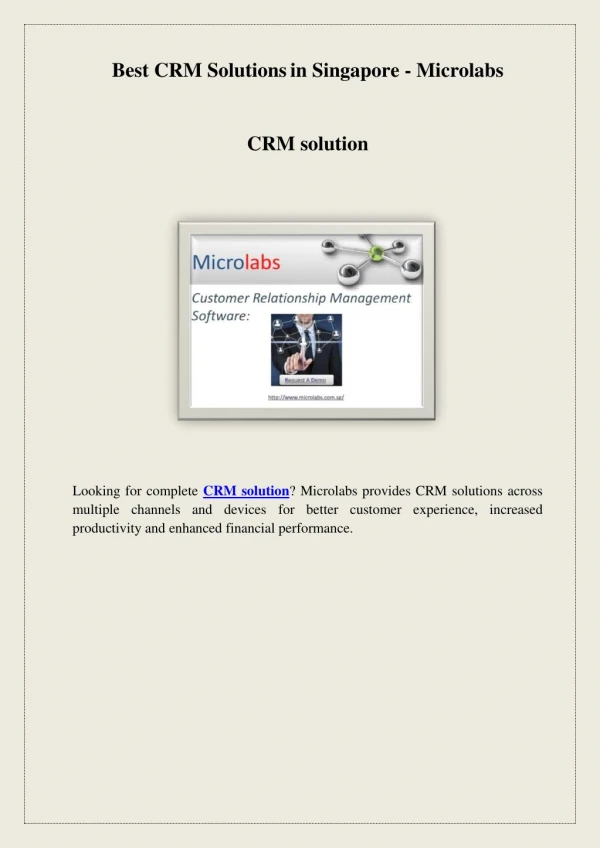 Best CRM Solutions in Singapore - Microlabs