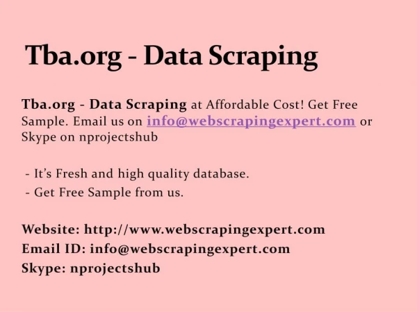 Tba.org - Data Scraping