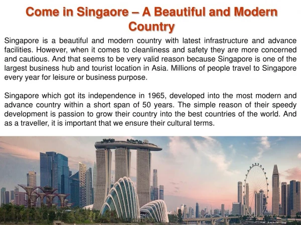Let's Visit Beautiful and Modern Country with Singapore Tour
