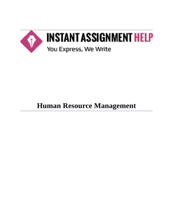 Human Resource Management Sample Assignment