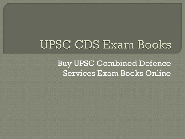 UPSC CDS Exam Books Online