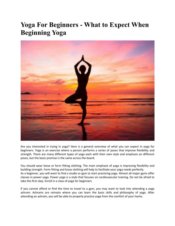 Yoga For Beginners - What to Expect When Beginning Yoga
