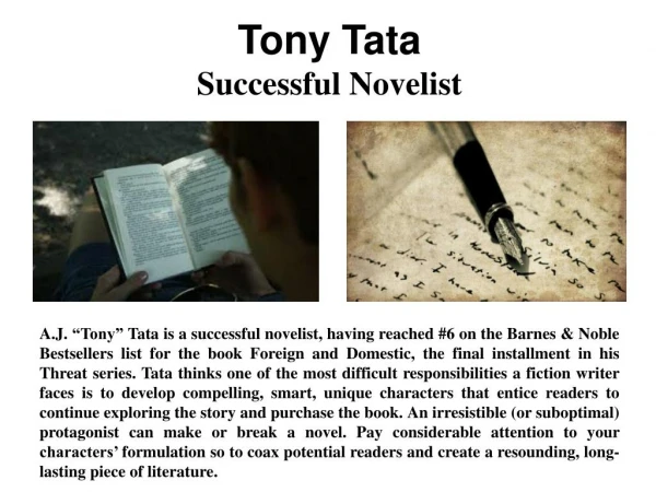 Tony Tata – Successful Novelist