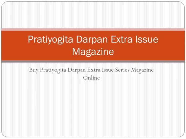 Pratiyogita Darpan Extra Issue Magazine