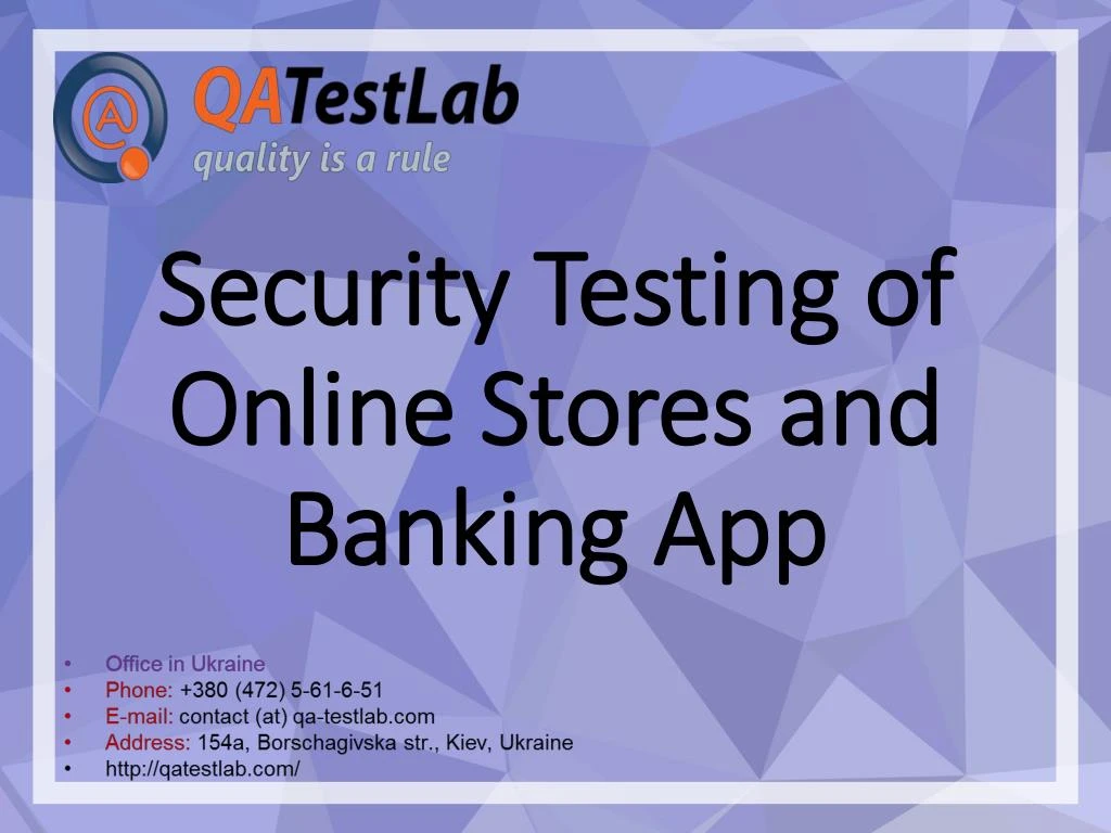 security testing of online stores and banking app