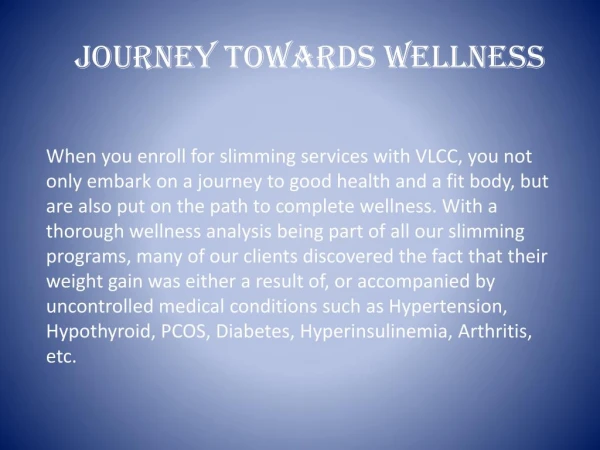 Journey Towards Wellness