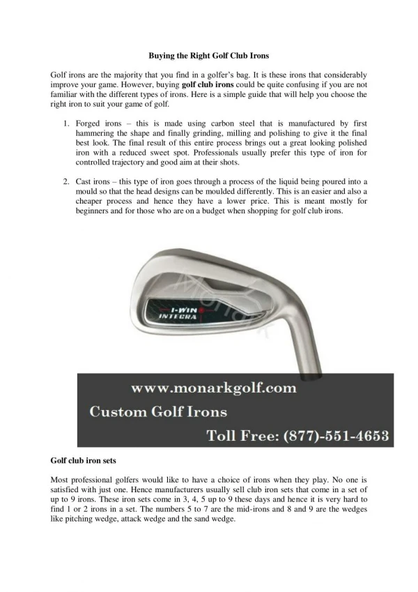 Buying the Right Golf Club Irons