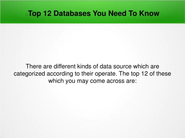 Top 12 databases you need to know