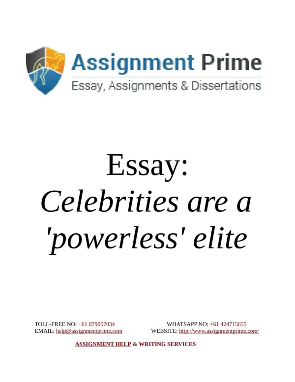 Essay Sample Document - Celebrities are a 'powerless' elite