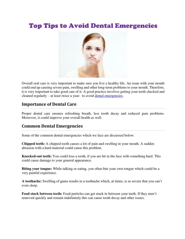 Top Tips to Avoid Dental Emergencies