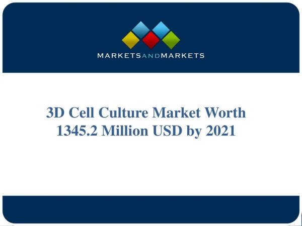 3D Cell Culture Market Worth 1345.2 Million USD by 2021