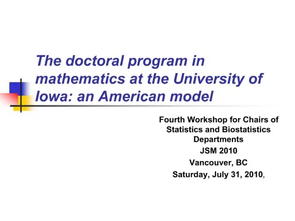 The doctoral program in mathematics at the University of Iowa: an American model