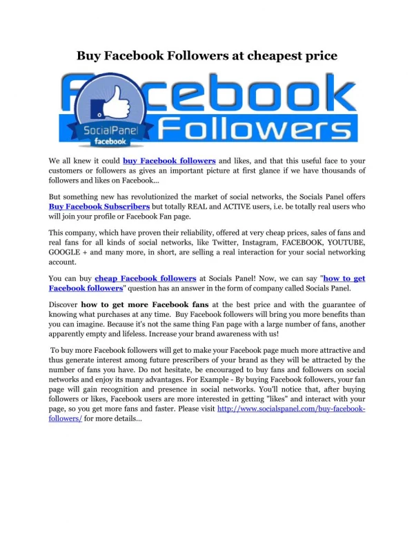Buy facebook followers at cheapest price