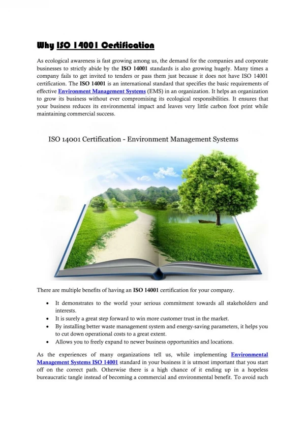 ISO 14001 Certification- Environment Management Systems