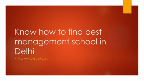 Know How to Find Best Management School