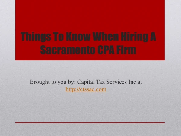 Things To Know When Hiring A Sacramento CPA Firm