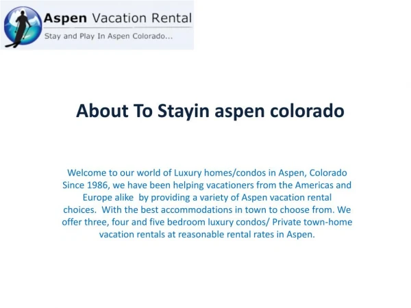 Aspen colorado home rentals