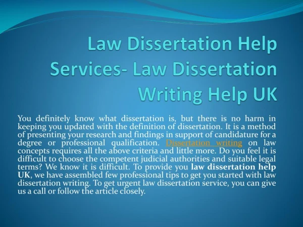 Get Quality Law Dissertation Writing Help Services UK