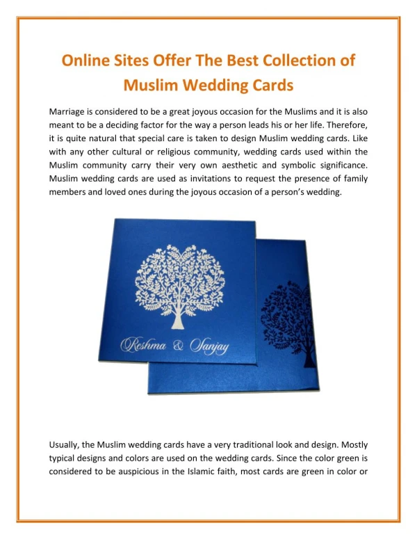 Lovely Wedding Mall offer The Best Collection of Muslim Wedding Cards