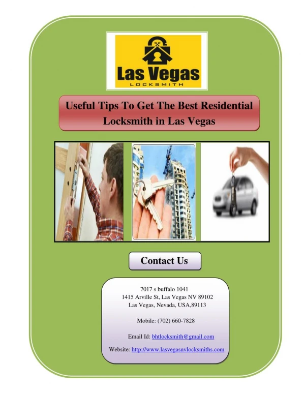 Useful Tips To Get The Best Residential Locksmith in Las Vegas