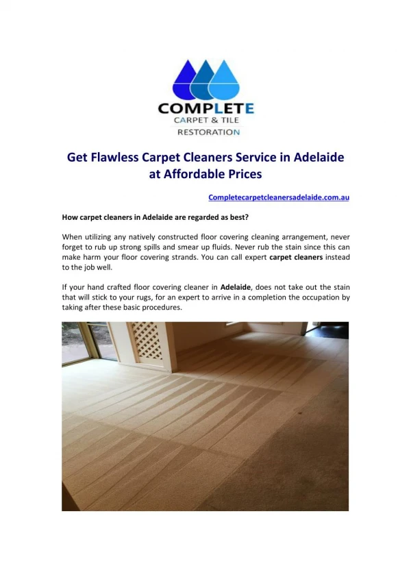Get Flawless Carpet Cleaners Service in Adelaide at Affordable Prices