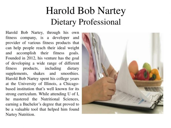 Harold Bob Nartey - Dietary Professional