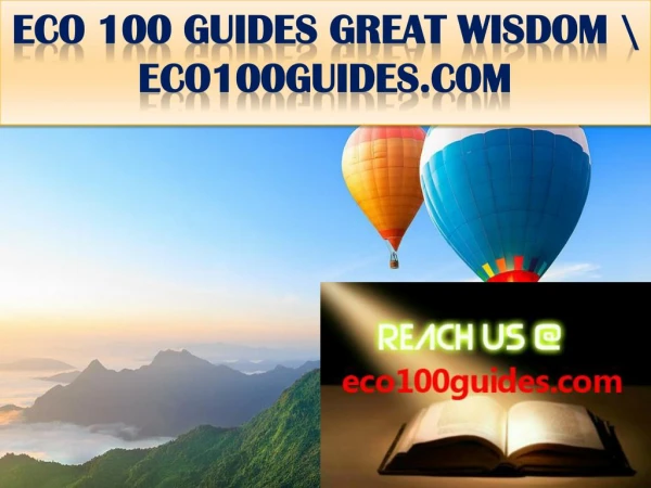 ECO 100 GUIDES GREAT WISDOM \ eco100guides.com