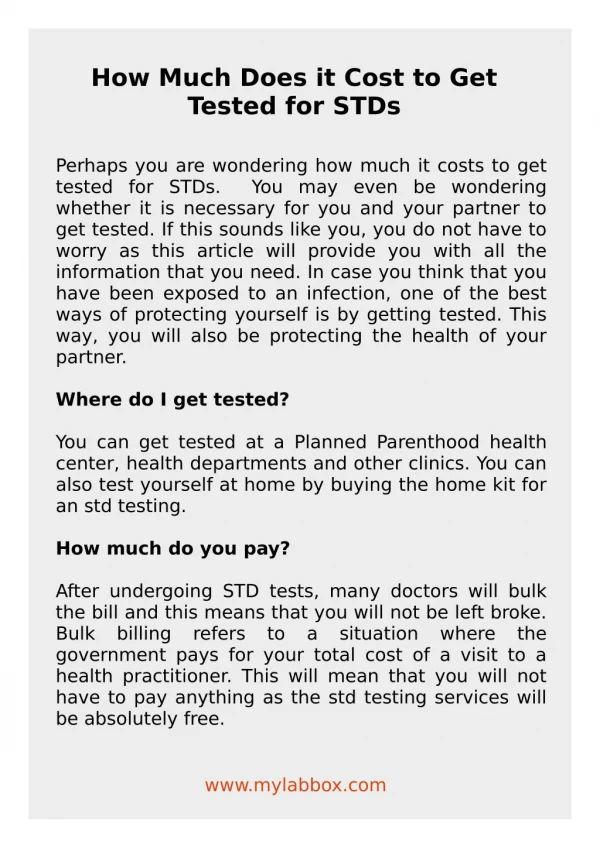 How Much Does it Cost to Get Tested for STDs