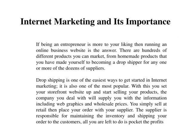 Internet Marketing and Its Importance