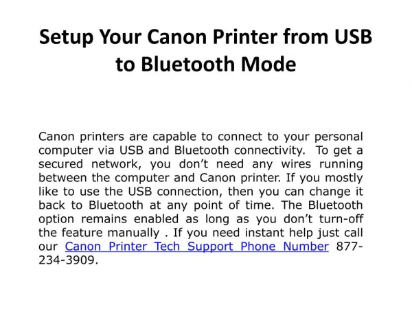 Setup Your Canon Printer From USB to Bluetooth Mode