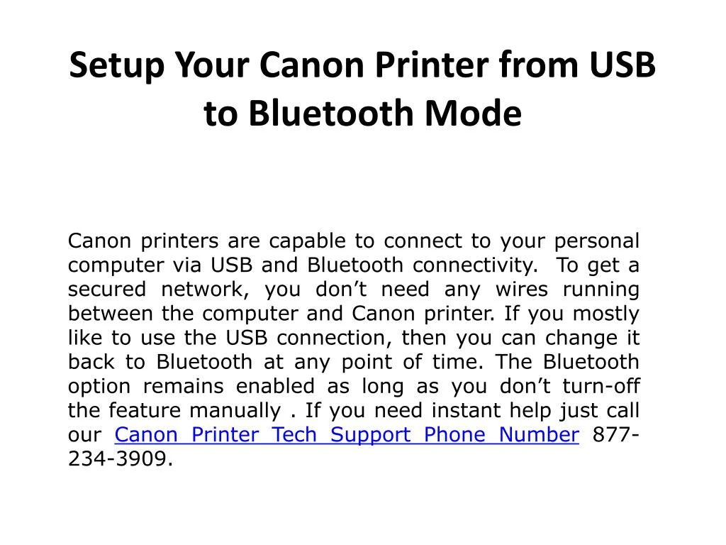 setup your canon printer from usb to bluetooth mode