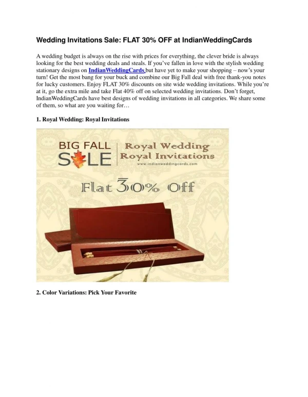 Wedding Invitations Sale: FLAT 30% OFF at IndianWeddingCards