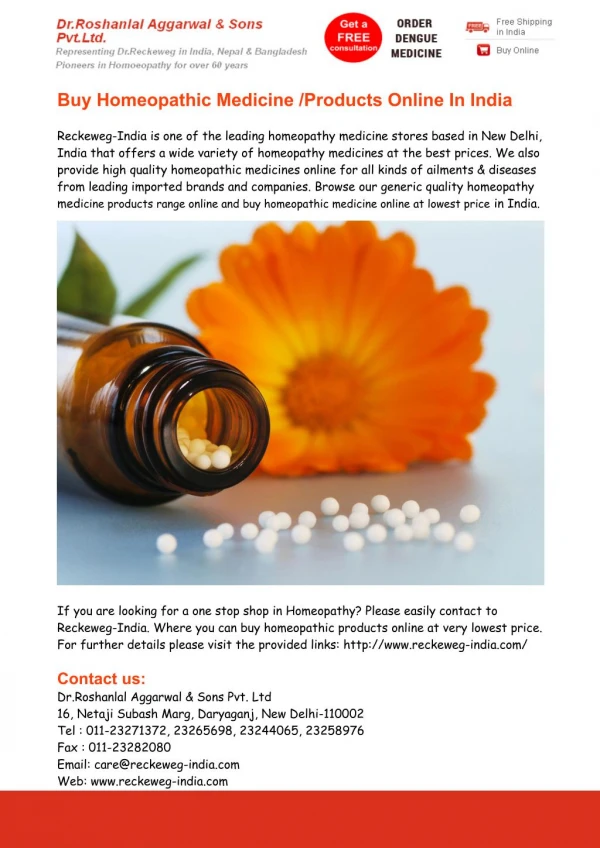 Buy Homeopathic Medicine Online India - Reckeweg India