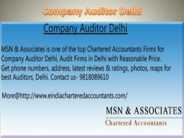 Company Auditor Delhi