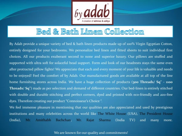 By Adab - 100% Cotton Luxury Bed & Bath Linen