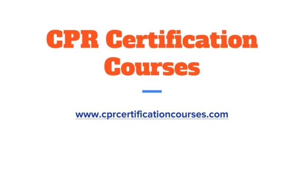Online CPR Certification Courses