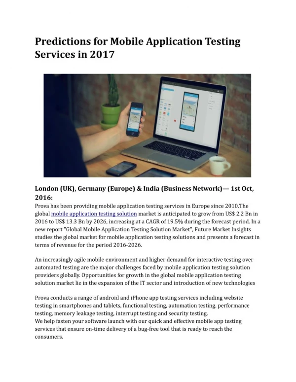 Prova- Mobile Application Testing Services Europe