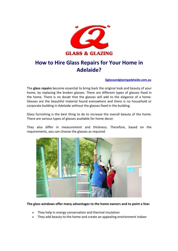 How to Hire Glass Repairs for Your Home in Adelaide?
