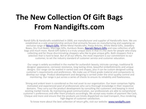 Buy The New Collection Of Gift Bags From Nandigifts.com
