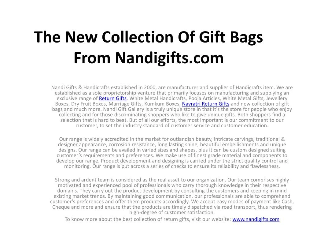 the new collection of gift bags from nandigifts com