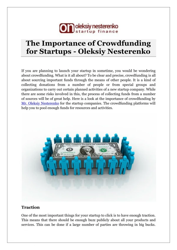 The Importance of Crowdfunding for Startups - Oleksiy Nesterenko