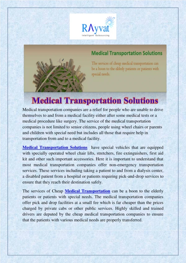 Medical transportation Solutions