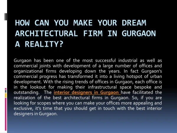 How Can You Make Your Dream Architectural Firm in Gurgaon A Reality?