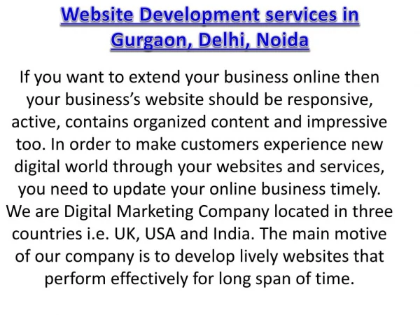 Website Development services in Gurgaon, Delhi, Noida