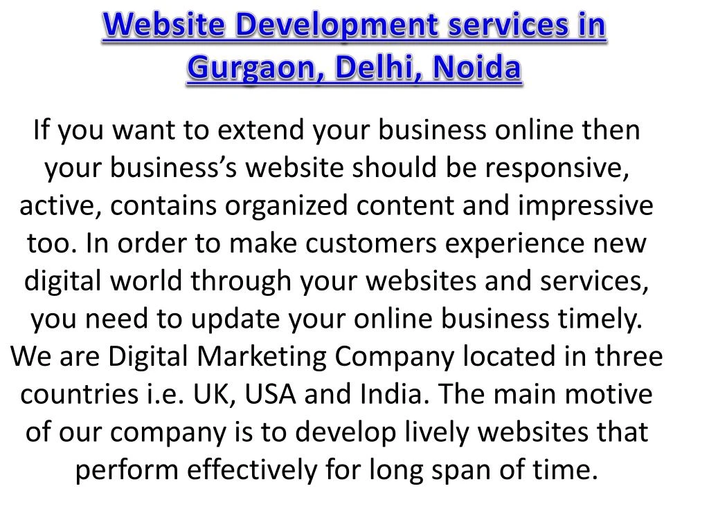 website development services in gurgaon delhi noida